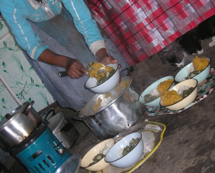Traditional Xhosa dinner being served